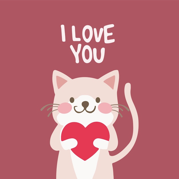 Vector a cute cat with a confession of love