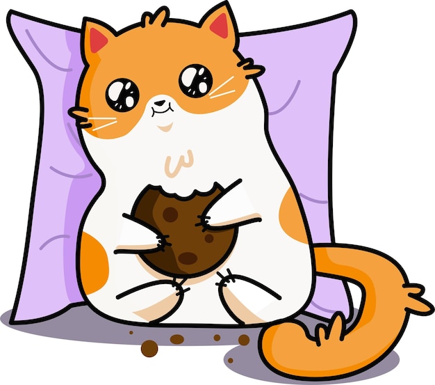 Cute cat with cookie