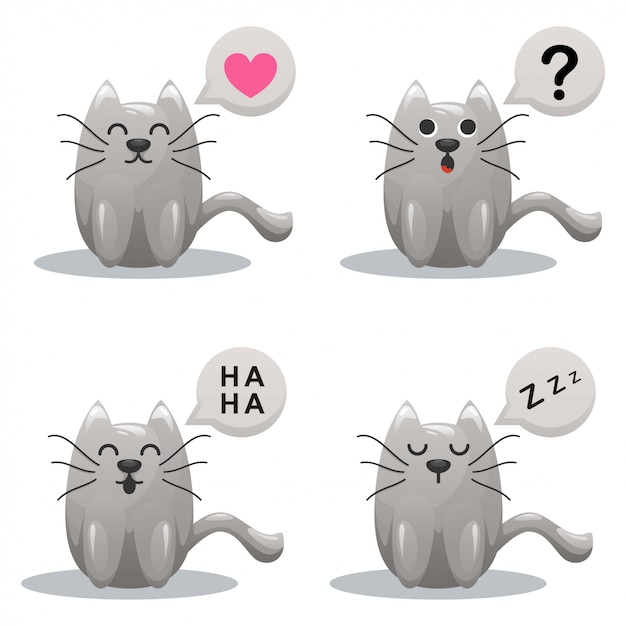 Cute cat with expressions cartoon