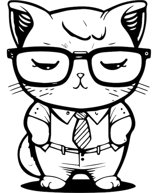 cute cat with glasses vector