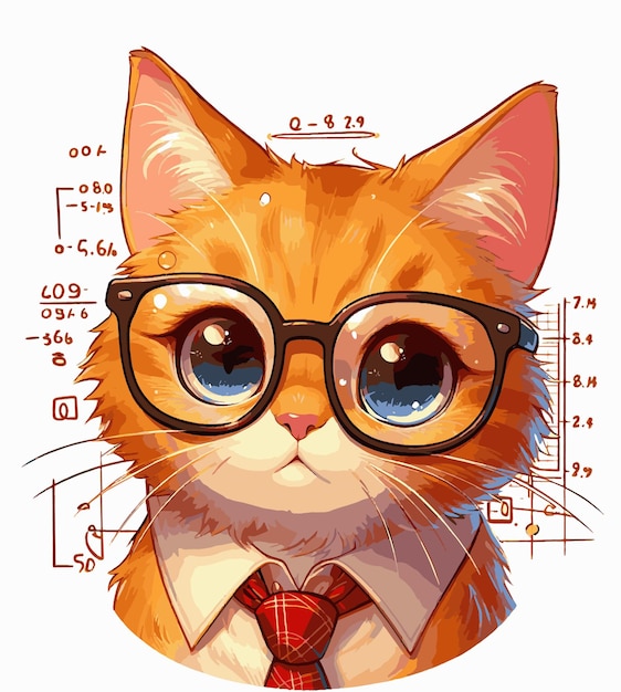 Cute Cat with Glasses