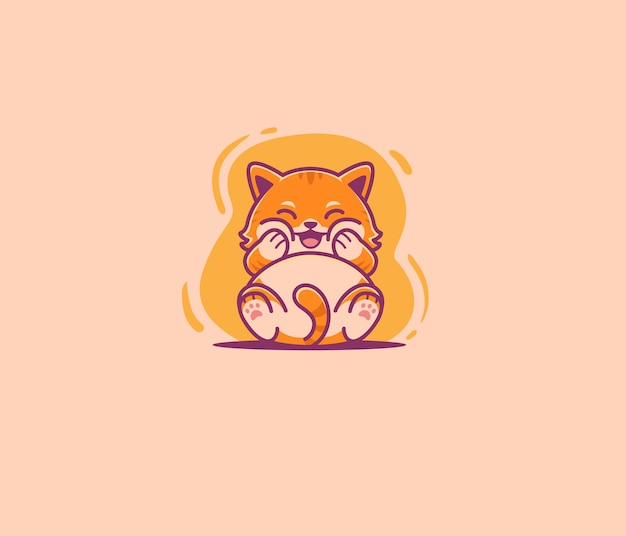 Cute Cat With Laughing Expression Illustration