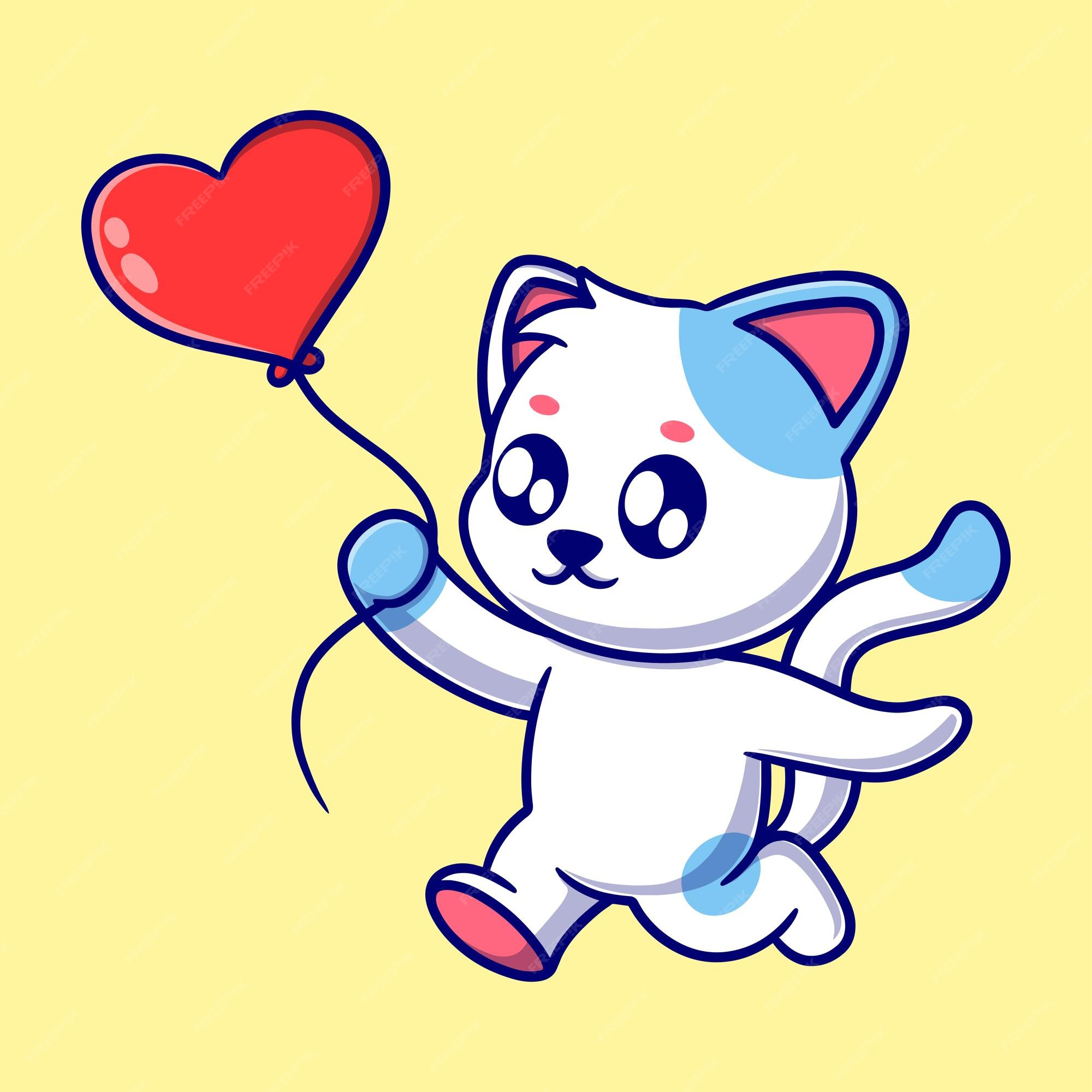 Cute Cat Holding Heart Love Cartoon Vector Icon Illustration. Flat Cartoon  Concept 10662153 Vector Art at Vecteezy