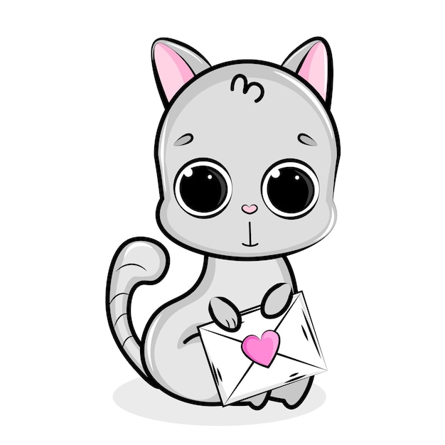 Cute cat with love message