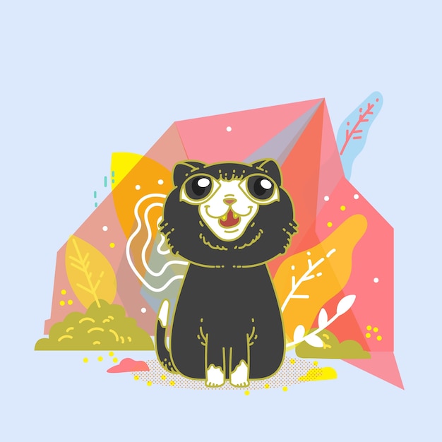 Vector cute cat with polygonal design