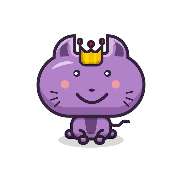 Cute cat with princess crown cartoon illustration