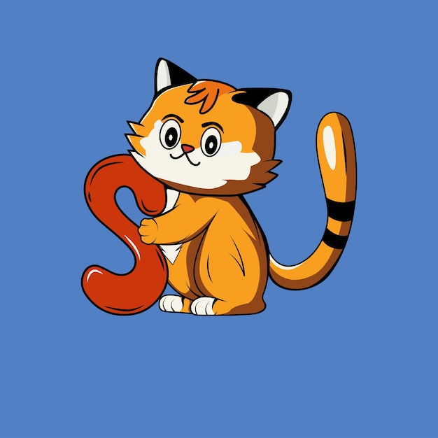 Вектор Симпатичная кошка с векторной иллюстрацией буквы s
