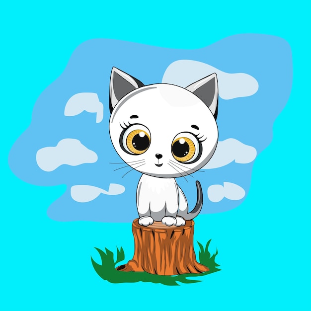 cute cat with tee vector illustrations