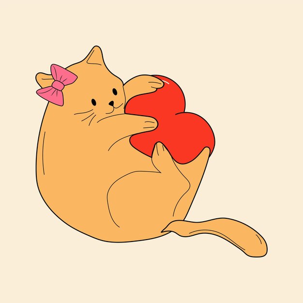 Cute cat with valentines decorations Vector illustration