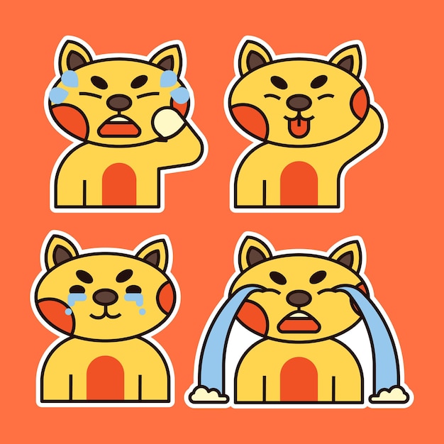 Cute Cat with Various Expression Illustration. Crying , Disappointed and Tongue Out Expression.