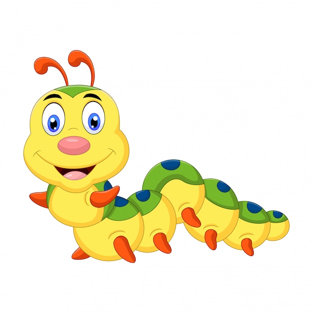 Cute a caterpillar cartoon smiling