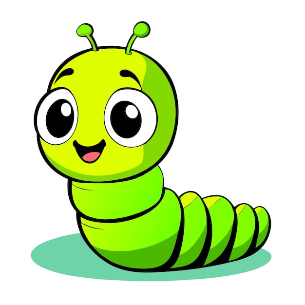 Vector cute caterpillar larva grub maggot hand drawn flat stylish cartoon sticker icon concept isolated