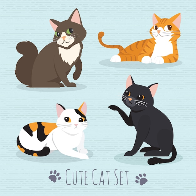 Vector cute cats breed