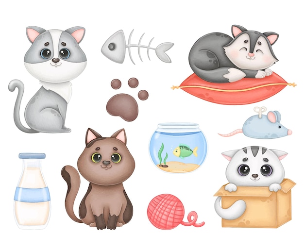 Cute Cats Clipart With Big Eyes