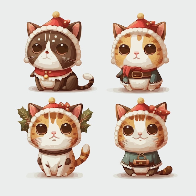 Cute cats collection in christmas costumes