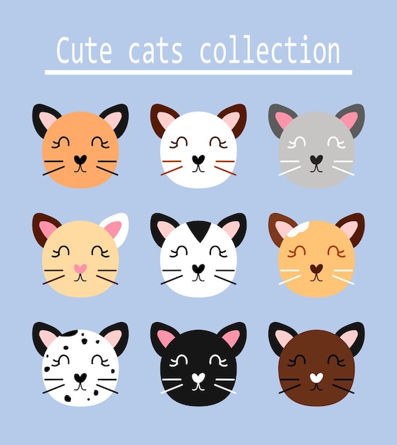 Vector cute cats collection