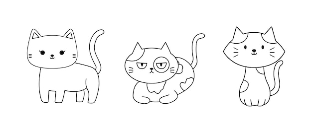 かわいい猫は、要素イラスト装飾着色メモの輪郭を描いた手描き漫画を落書き