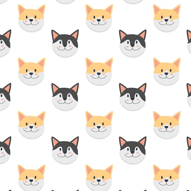 Cute cats face cartoon pattern