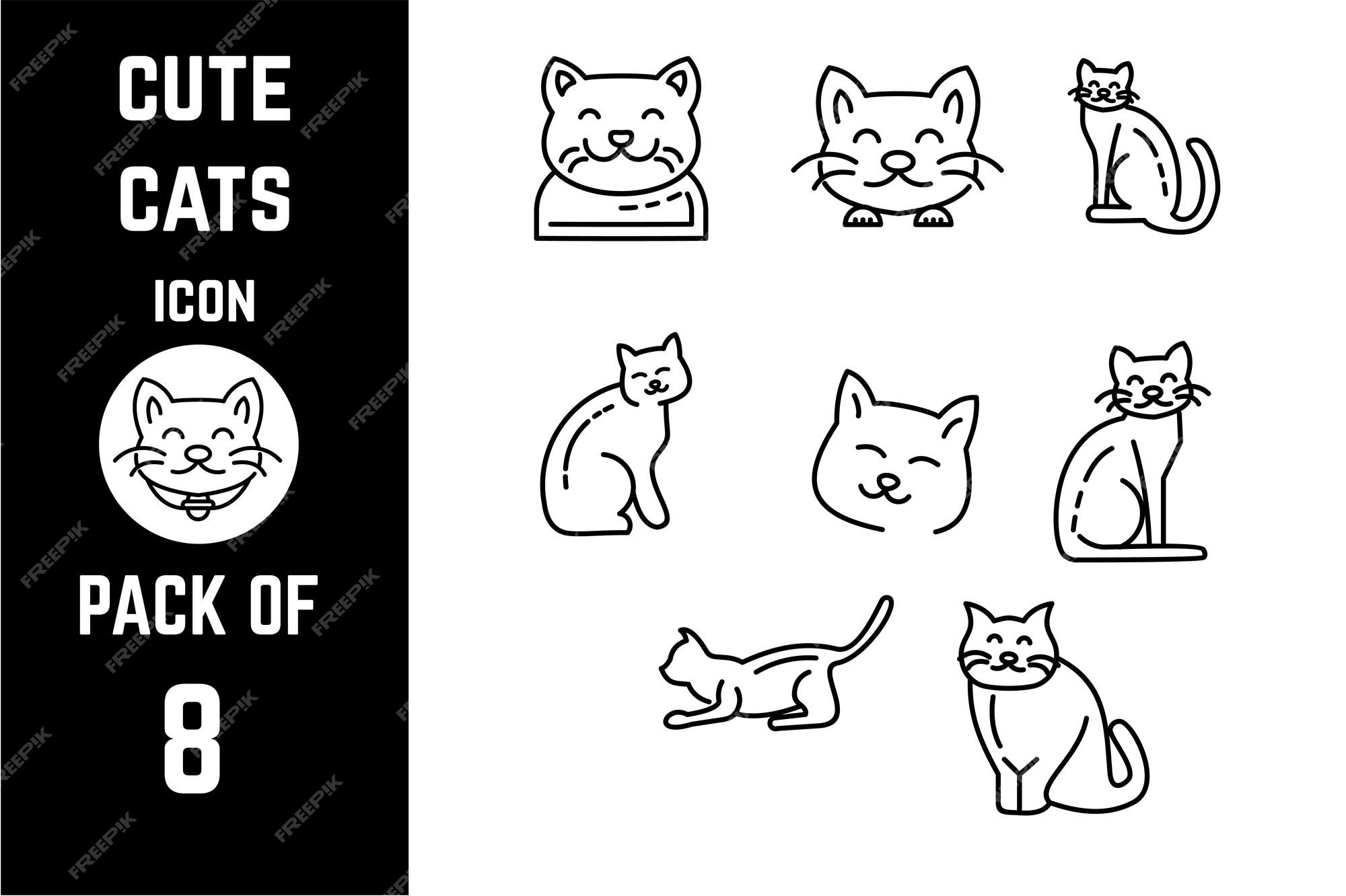 cute cats icon set, Stock vector