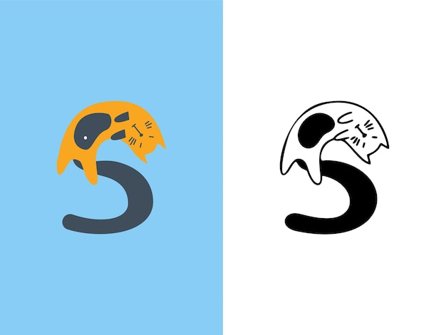 Cute Cats Letter S Logo Designs