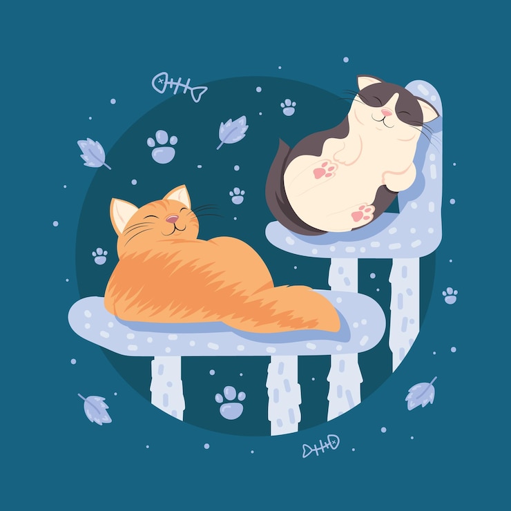 Vector cute cats lying