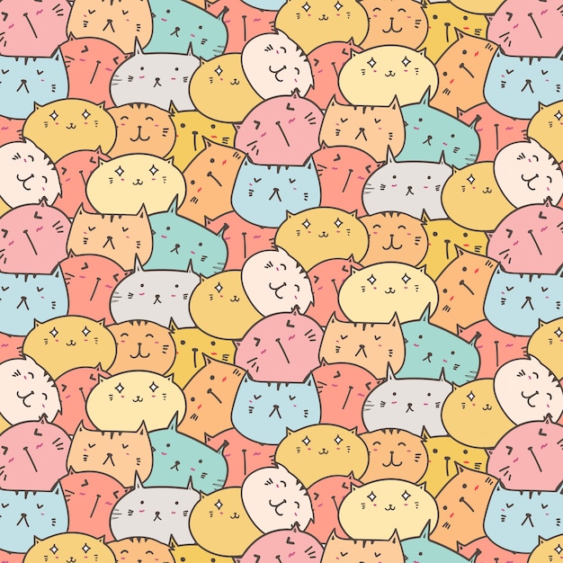 Cute cats pattern background.