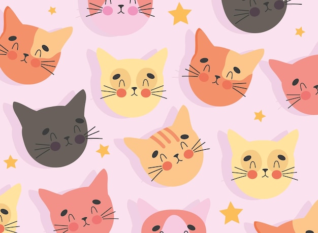 Vector cute cats pattern