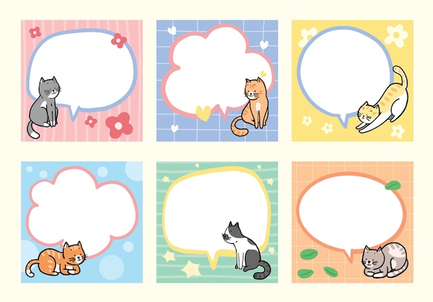 cute cats scrapbook and paper notes templates collection vector