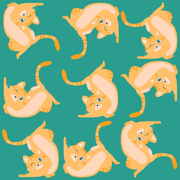 cute cats seamless pattern illustration