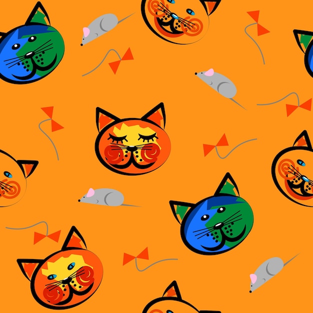 cute cats seamless pattern