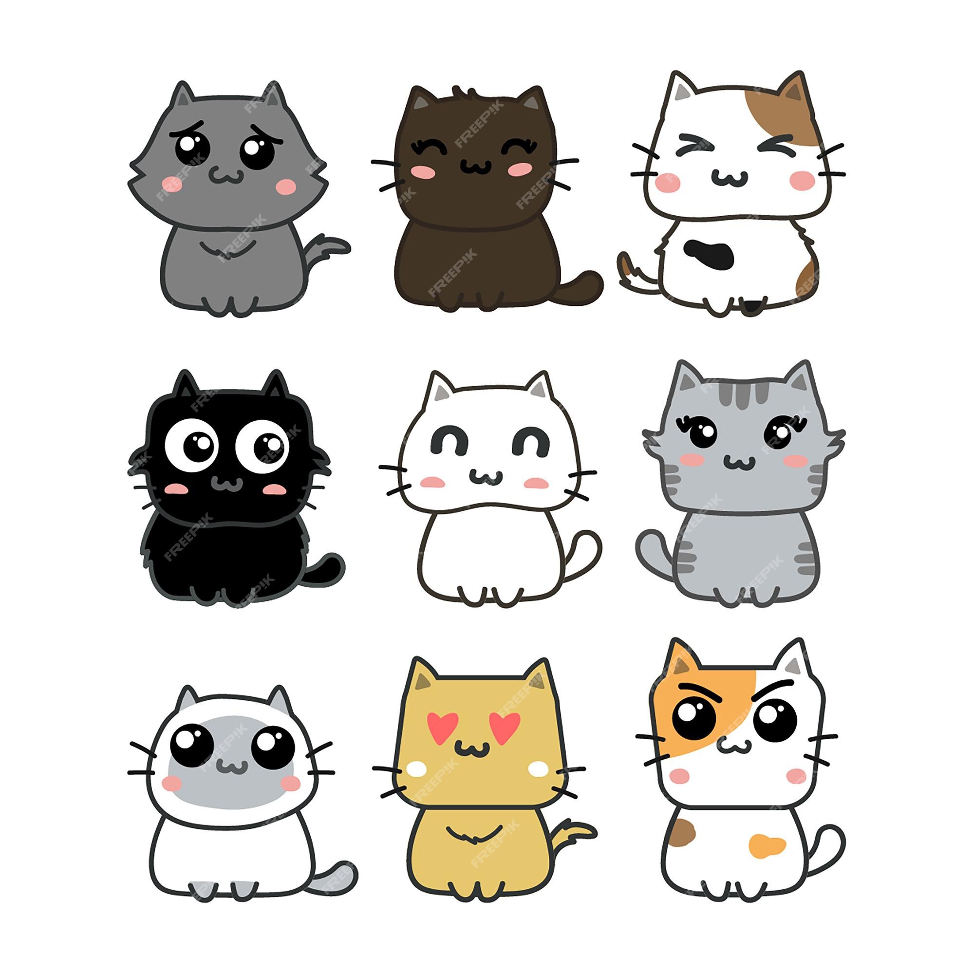 Vector illustration set of cute cats icon 16188857 Vector Art at Vecteezy