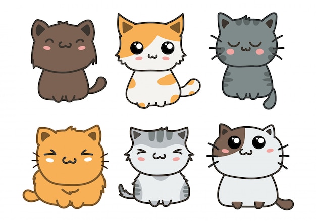 Vector cute cats set