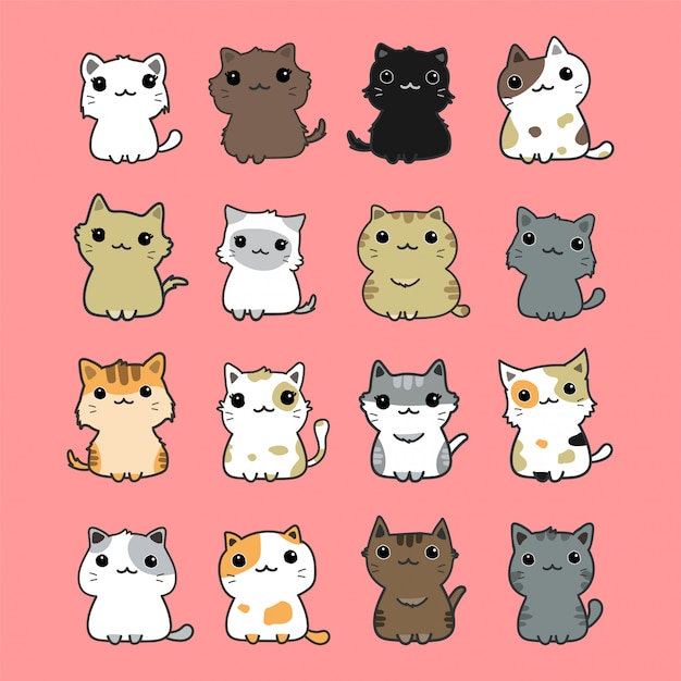 Cute cats set