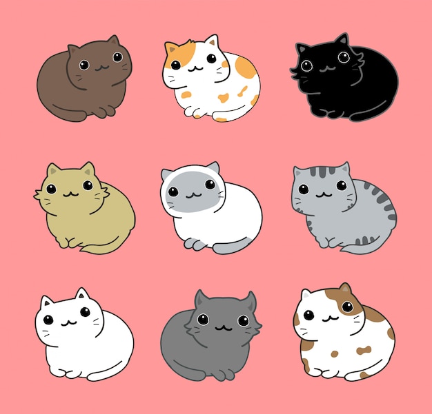 Cute cats set