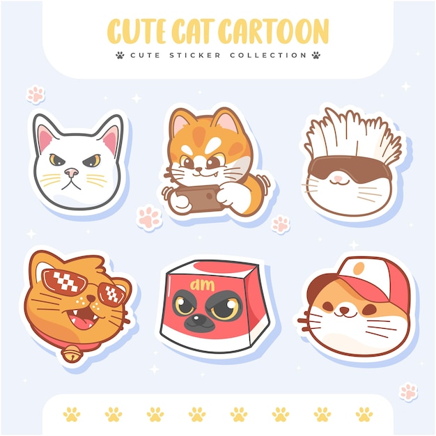 Cute cats sticker cartoon 8