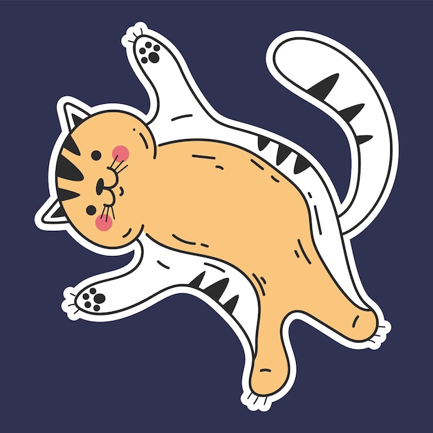 Vector cute cats stickers different poses domestic pets concept