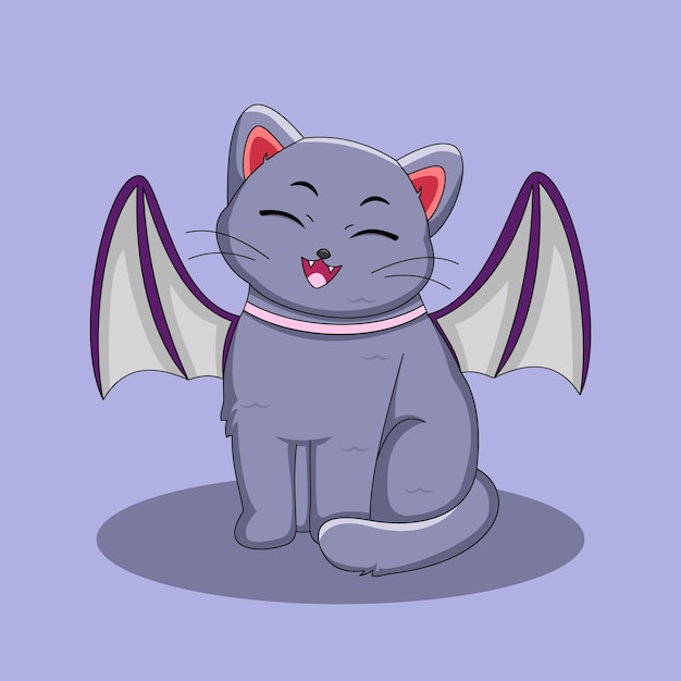 Vector cute cats use wings illustration