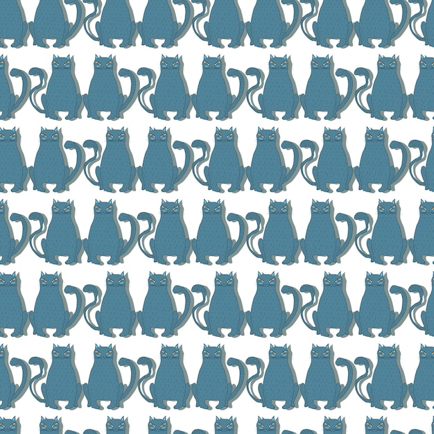 Cute cats vector seamless pattern