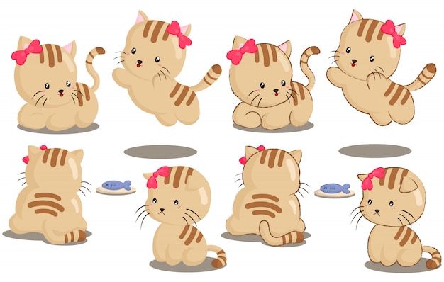 Cute cats vector set