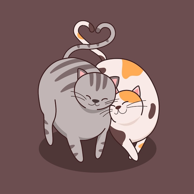 Vector cute cats walking together cartoon vector