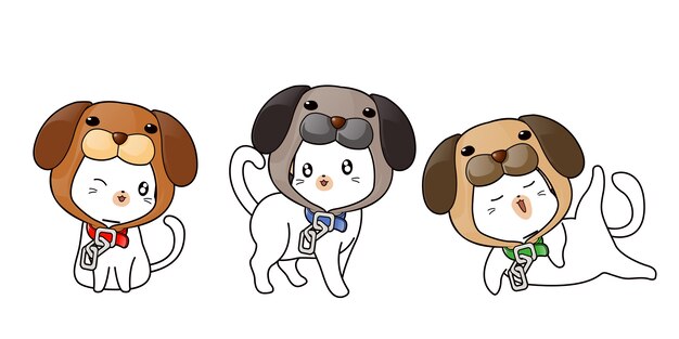 Vector cute cats wearing dog mask