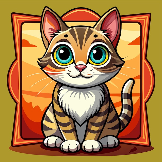 Cute Cats with Frame Banners hand drawn mascot cartoon character sticker icon concept isolated