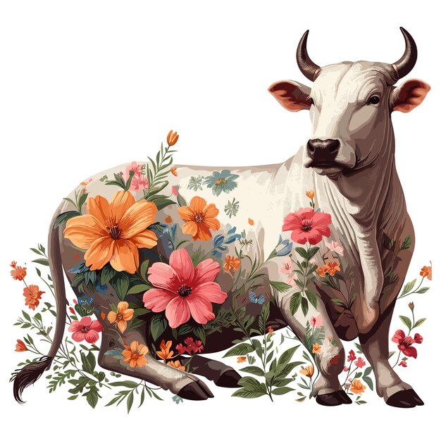 Vector cute cattle cartoon vector farm animal isolated on white background