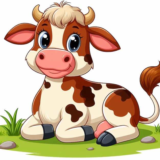 Vector cute cattle vector cartoon illustratie