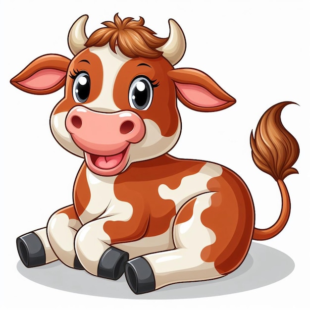 Cute cattle vector cartoon illustration