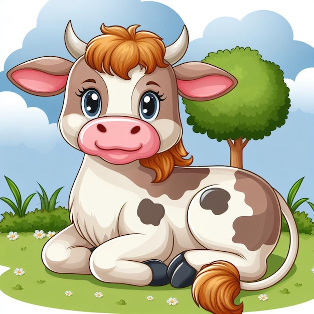 Cute Cattle Vector Cartoon illustration