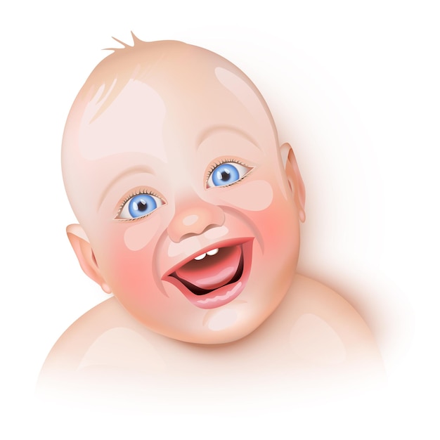 Cute caucasian baby is laughing