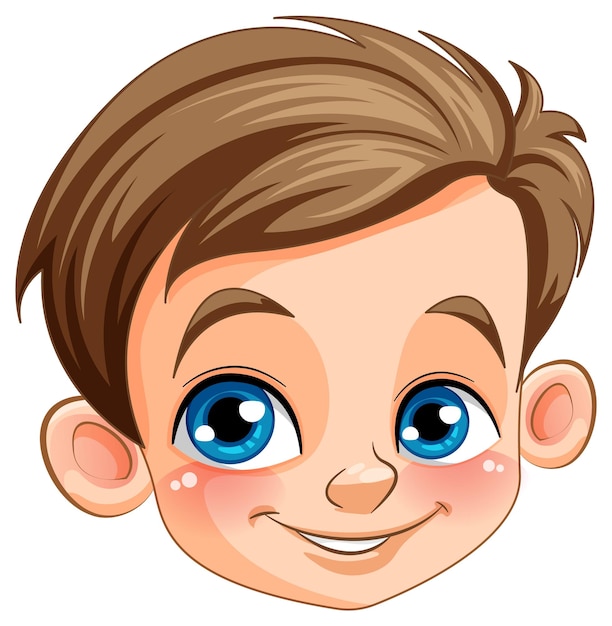 Vector cute caucasian boy face isolated