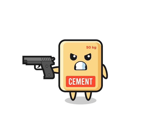 The cute cement sack character shoot with a gun