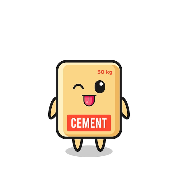 Cute cement sack character in sweet expression while sticking out her tongue cute design